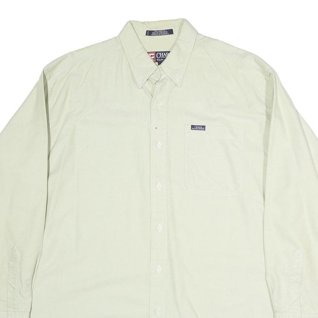 CHAPS Mens Cream Shirt L Button-Down Cotton Casual Long Sleeve Pocket