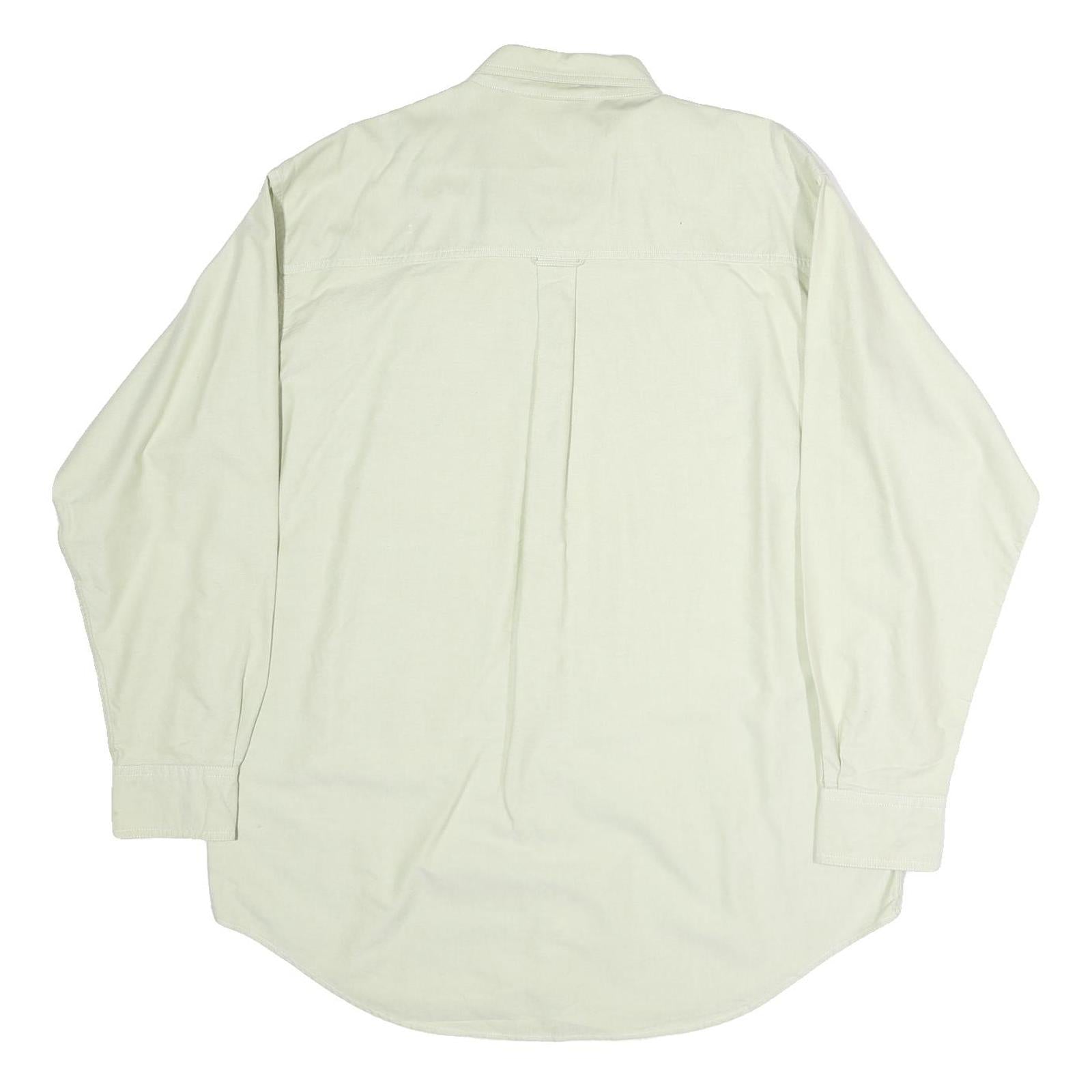 CHAPS Mens Cream Shirt L Button-Down Cotton Casual Long Sleeve Pocket
