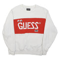 GUESS Mens White & Red Logo Crew Neck S Sweatshirt Casual Cotton Blend