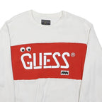 GUESS Mens White & Red Logo Crew Neck S Sweatshirt Casual Cotton Blend