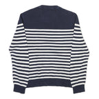 NAUTICA Mens Navy & White Striped Patterned Crew Neck Jumper Cotton Blend M
