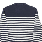 NAUTICA Mens Navy & White Striped Patterned Crew Neck Jumper Cotton Blend M