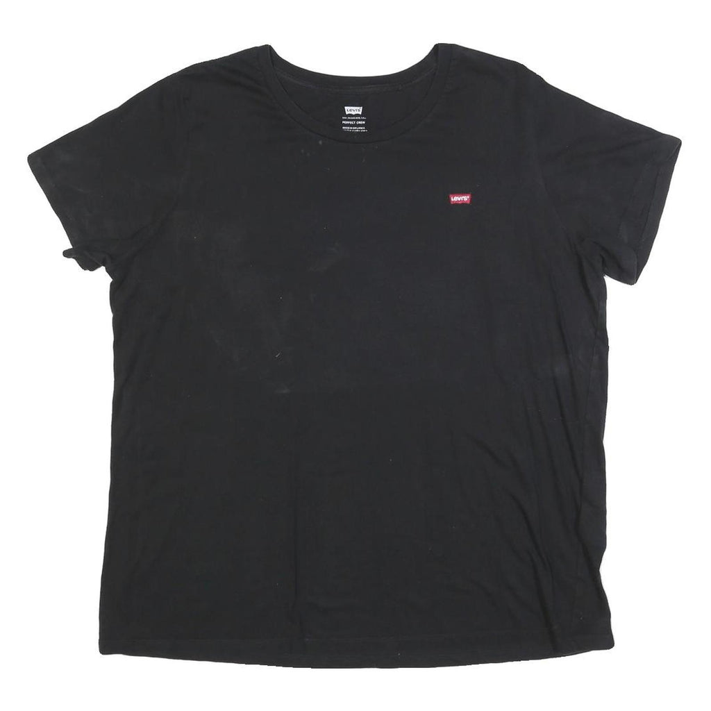 LEVI'S Womens Black Classic T-Shirt 2XL Short Sleeve Crew Neck Cotton Blend