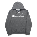 CHAMPION Mens Grey Pullover Hoodie M Cotton Blend Sportswear Sweatshirt