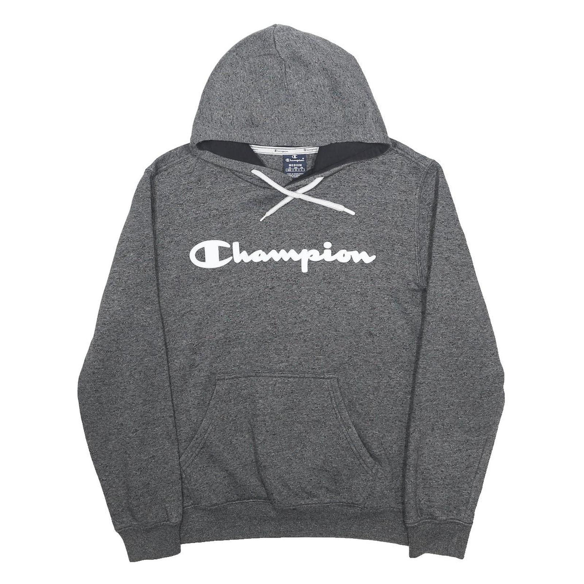 CHAMPION Mens Grey Pullover Hoodie M Cotton Blend Sportswear Sweatshirt
