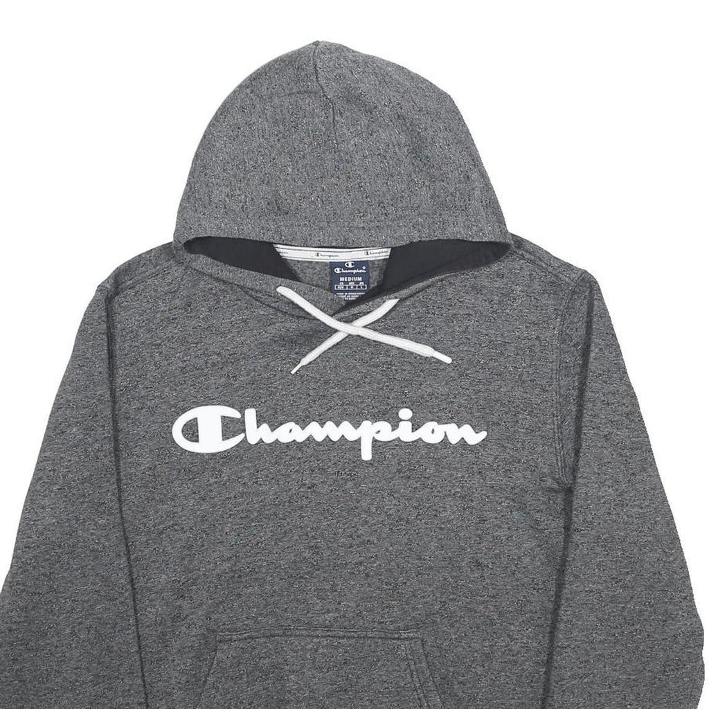 CHAMPION Mens Grey Pullover Hoodie M Cotton Blend Sportswear Sweatshirt