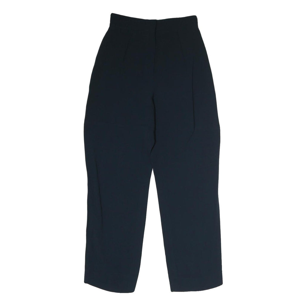 LANVIN Womens Cotton Navy Regular Straight Trousers W25 L25 Elegant Zip Closure