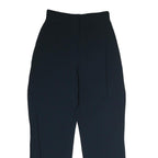 LANVIN Womens Cotton Navy Regular Straight Trousers W25 L25 Elegant Zip Closure