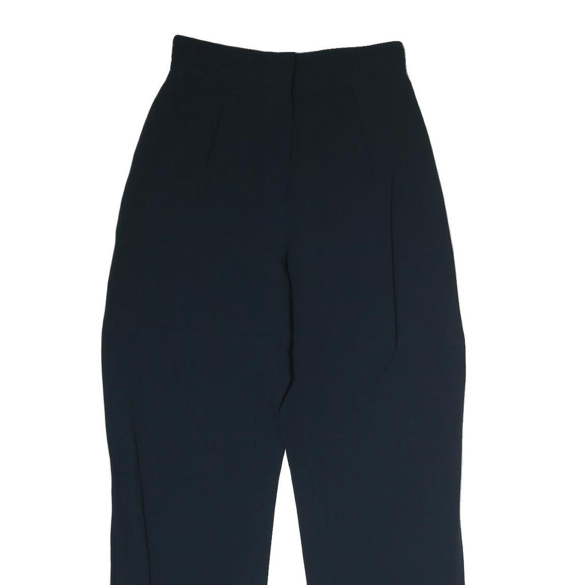 LANVIN Womens Cotton Navy Regular Straight Trousers W25 L25 Elegant Zip Closure