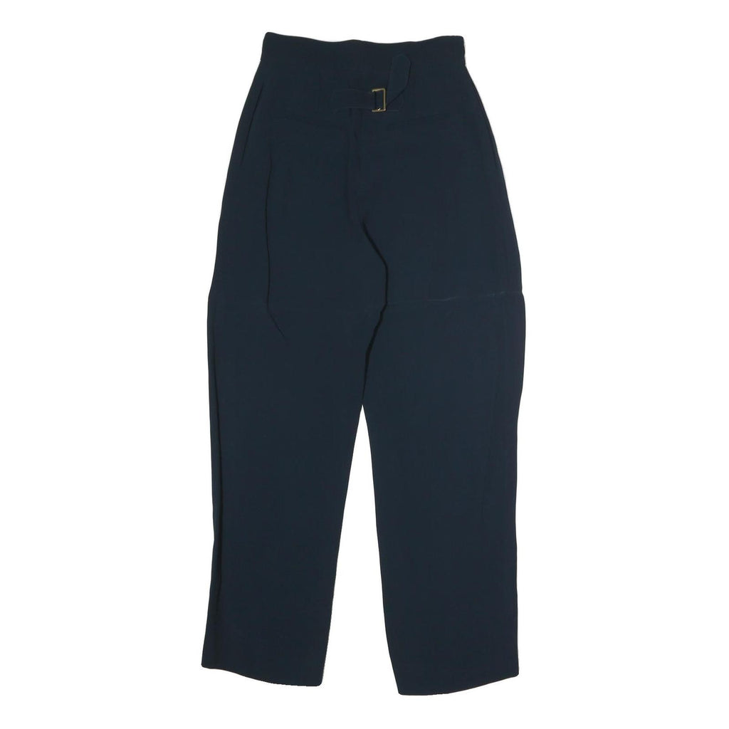 LANVIN Womens Cotton Navy Regular Straight Trousers W25 L25 Elegant Zip Closure