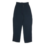 LANVIN Womens Cotton Navy Regular Straight Trousers W25 L25 Elegant Zip Closure