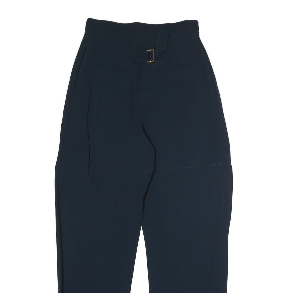 LANVIN Womens Cotton Navy Regular Straight Trousers W25 L25 Elegant Zip Closure