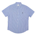 U.S. POLO ASSN Mens Blue & White Striped Shirt XL Cotton Blend Short Sleeve