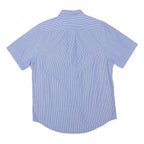 U.S. POLO ASSN Mens Blue & White Striped Shirt XL Cotton Blend Short Sleeve