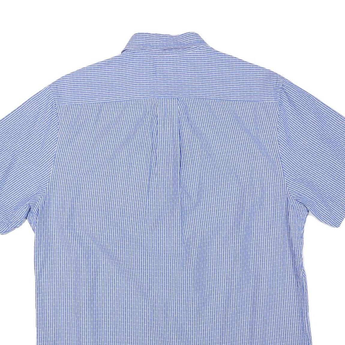 U.S. POLO ASSN Mens Blue & White Striped Shirt XL Cotton Blend Short Sleeve