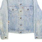 LEVI'S Womens Blue Denim Cotton Button Jacket L Embellished Bee Floral