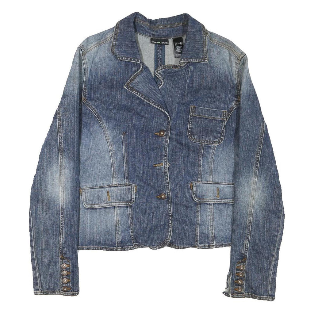 DKNY Womens Blue Denim Jacket XL Cotton Blend Button Denim Classic Casual