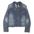 DKNY Womens Blue Denim Jacket XL Cotton Blend Button Denim Classic Casual