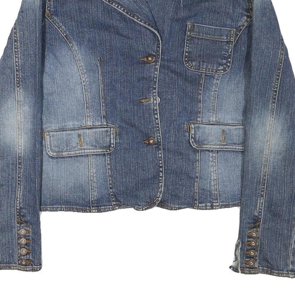 DKNY Womens Blue Denim Jacket XL Cotton Blend Button Denim Classic Casual