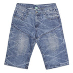 YFK Mens Denim Blue Casual Shorts M W32 Urban Vibes Embroidery