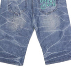 YFK Mens Denim Blue Casual Shorts M W32 Urban Vibes Embroidery