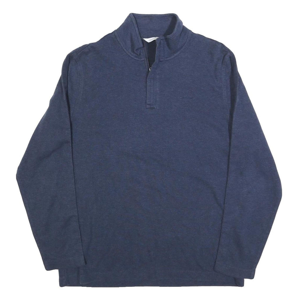 CALVIN KLEIN Mens Blue 1/4 Zip L Cotton Blend Sweatshirt Pullover