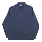 CALVIN KLEIN Mens Blue 1/4 Zip L Cotton Blend Sweatshirt Pullover