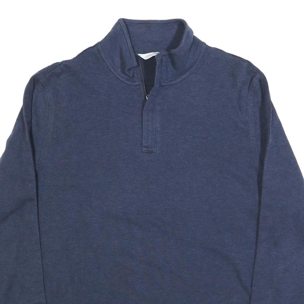 CALVIN KLEIN Mens Blue 1/4 Zip L Cotton Blend Sweatshirt Pullover