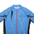 ODLO Mens Blue & Black Cycling T-Shirt 2XL Short Sleeve Zip Neckline Lightweight