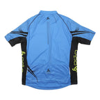 ODLO Mens Blue & Black Cycling T-Shirt 2XL Short Sleeve Zip Neckline Lightweight