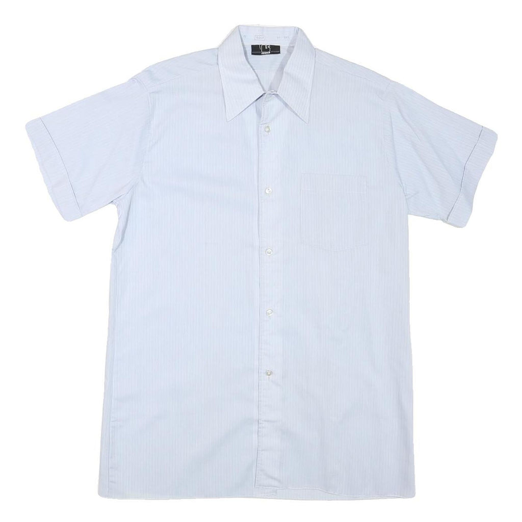 SCHILD Mens White Cotton Blend Shirt M Short Sleeve Button Front Summer Wear