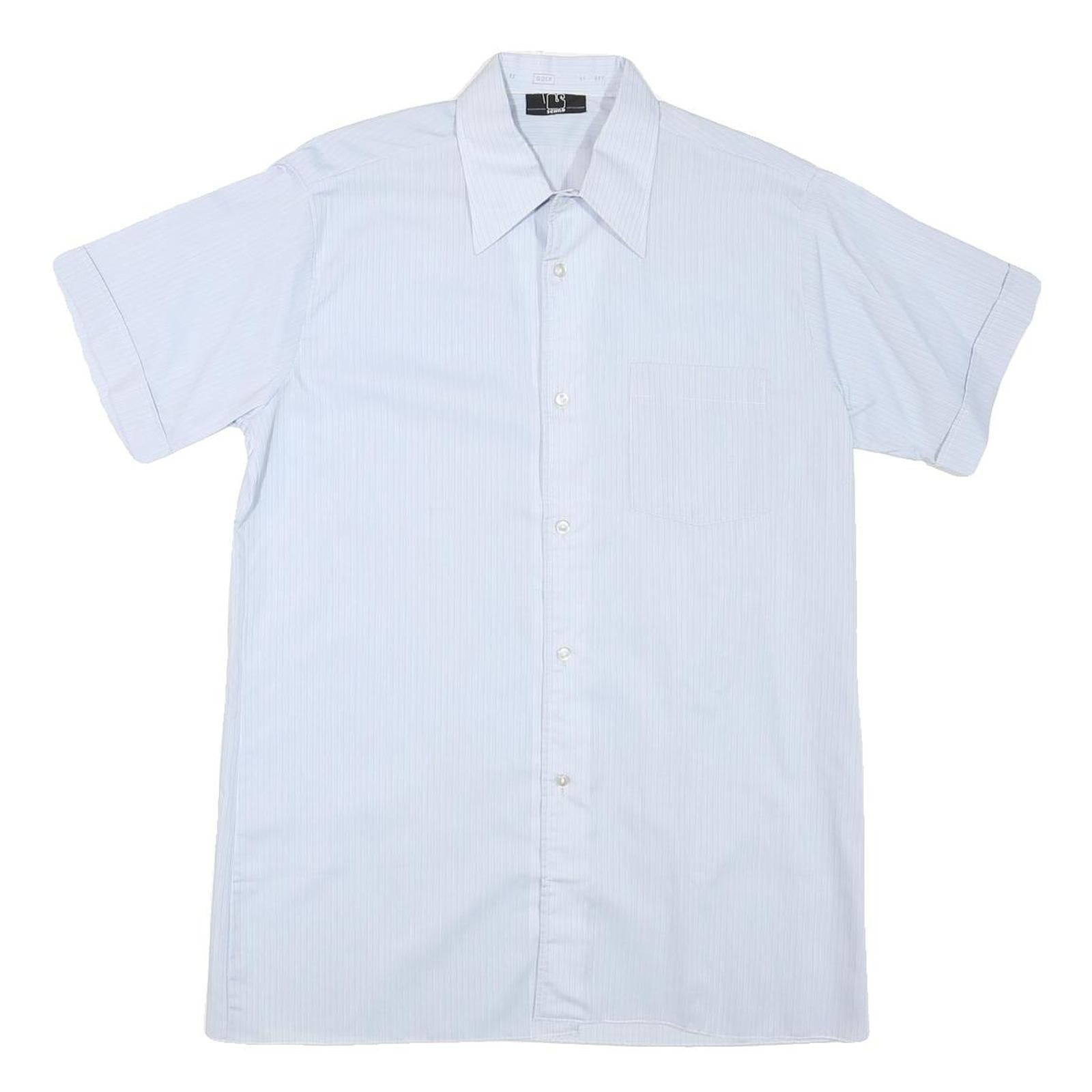 SCHILD Mens White Cotton Blend Shirt M Short Sleeve Button Front Summer Wear