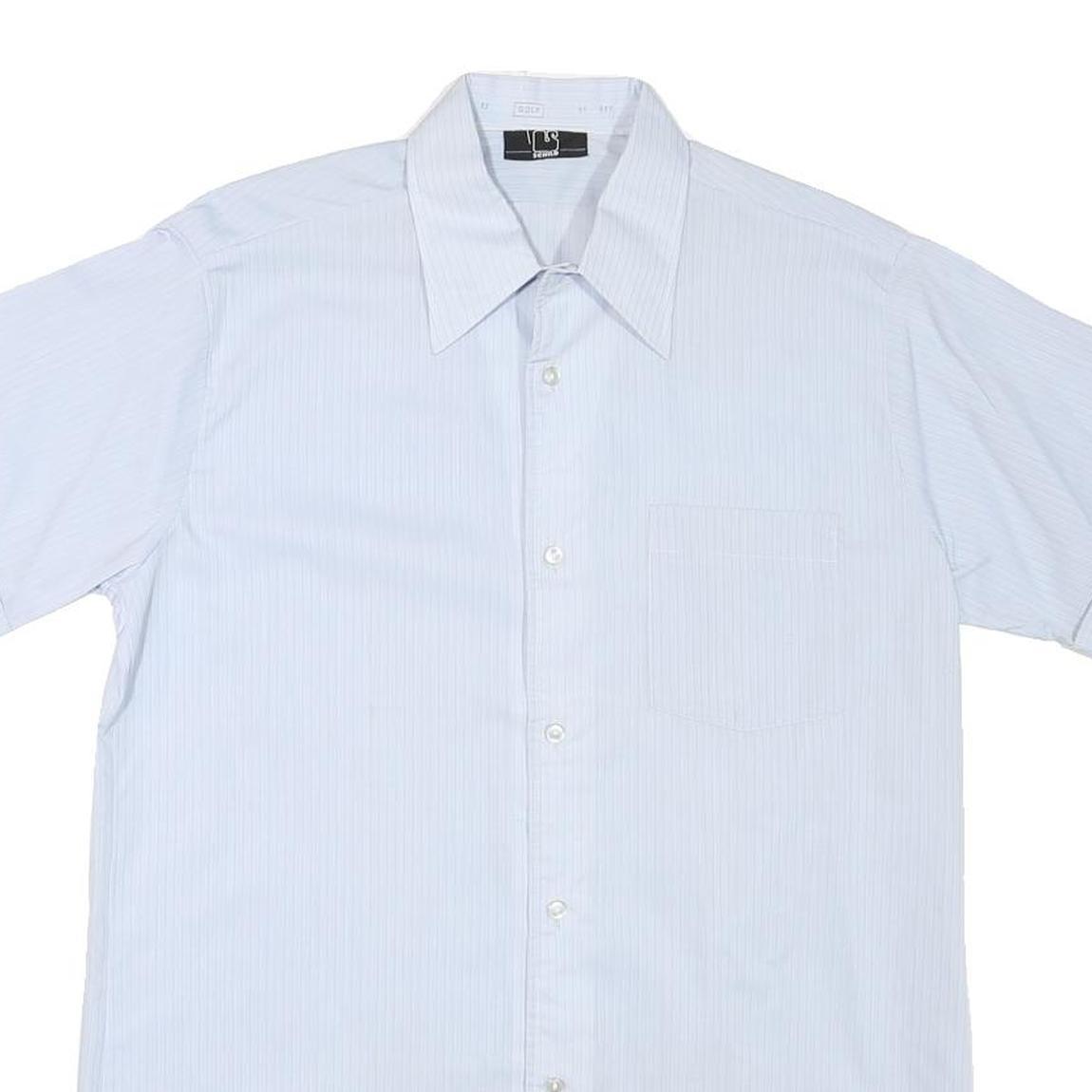 SCHILD Mens White Cotton Blend Shirt M Short Sleeve Button Front Summer Wear