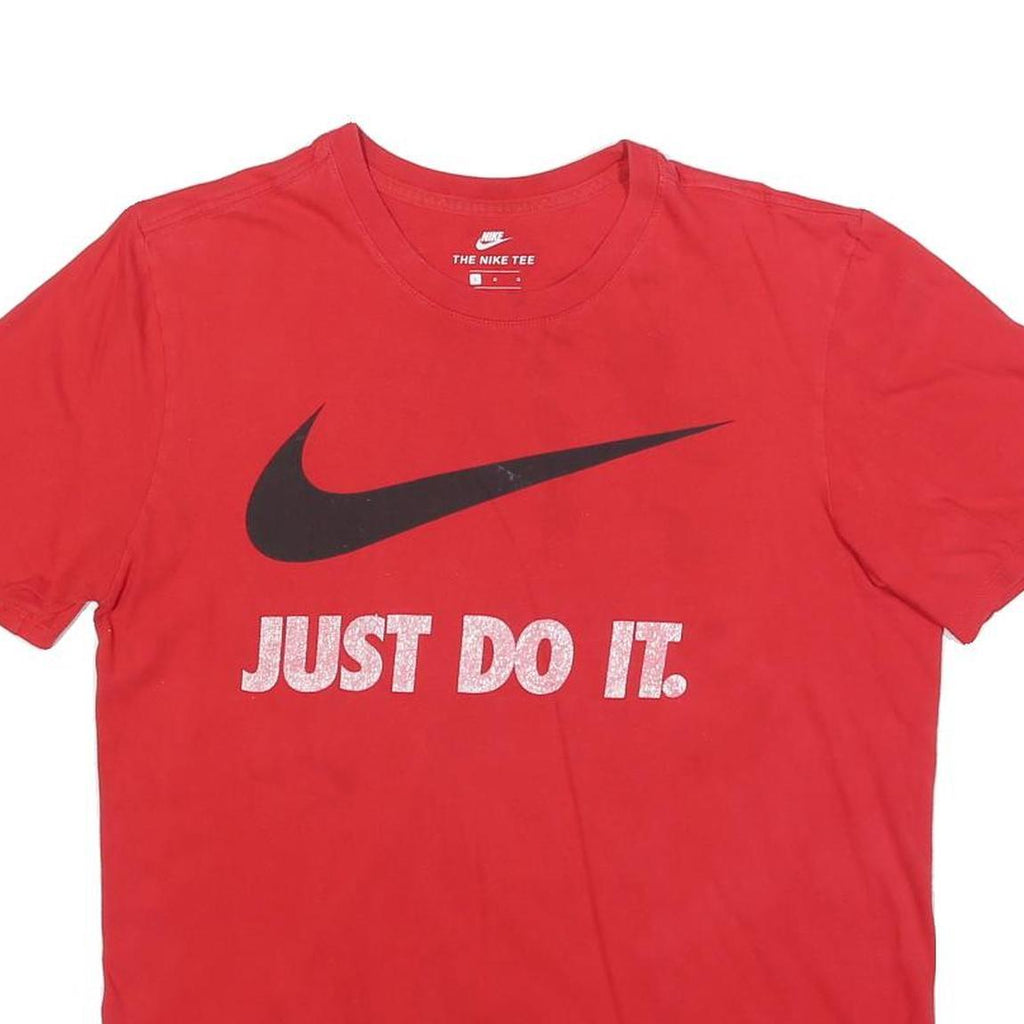 NIKE Mens Red Just Do It Graphic T-Shirt L Short Sleeve Crew Neck Cotton Blend
