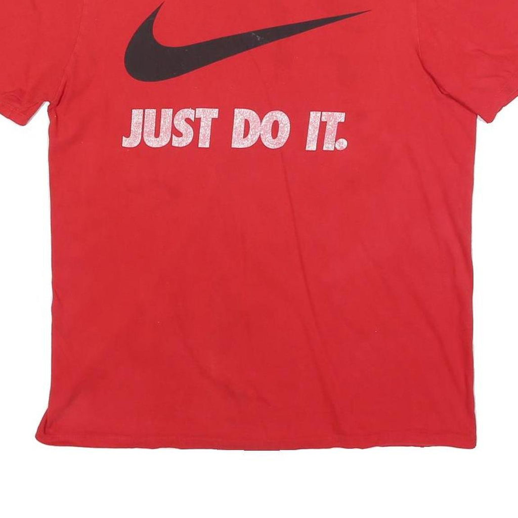 NIKE Mens Red Just Do It Graphic T-Shirt L Short Sleeve Crew Neck Cotton Blend