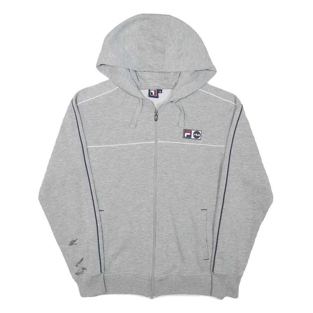 FILA Mens Grey Zip Up Hoodie S Cotton Blend Casual Sportswear Sweatshirt