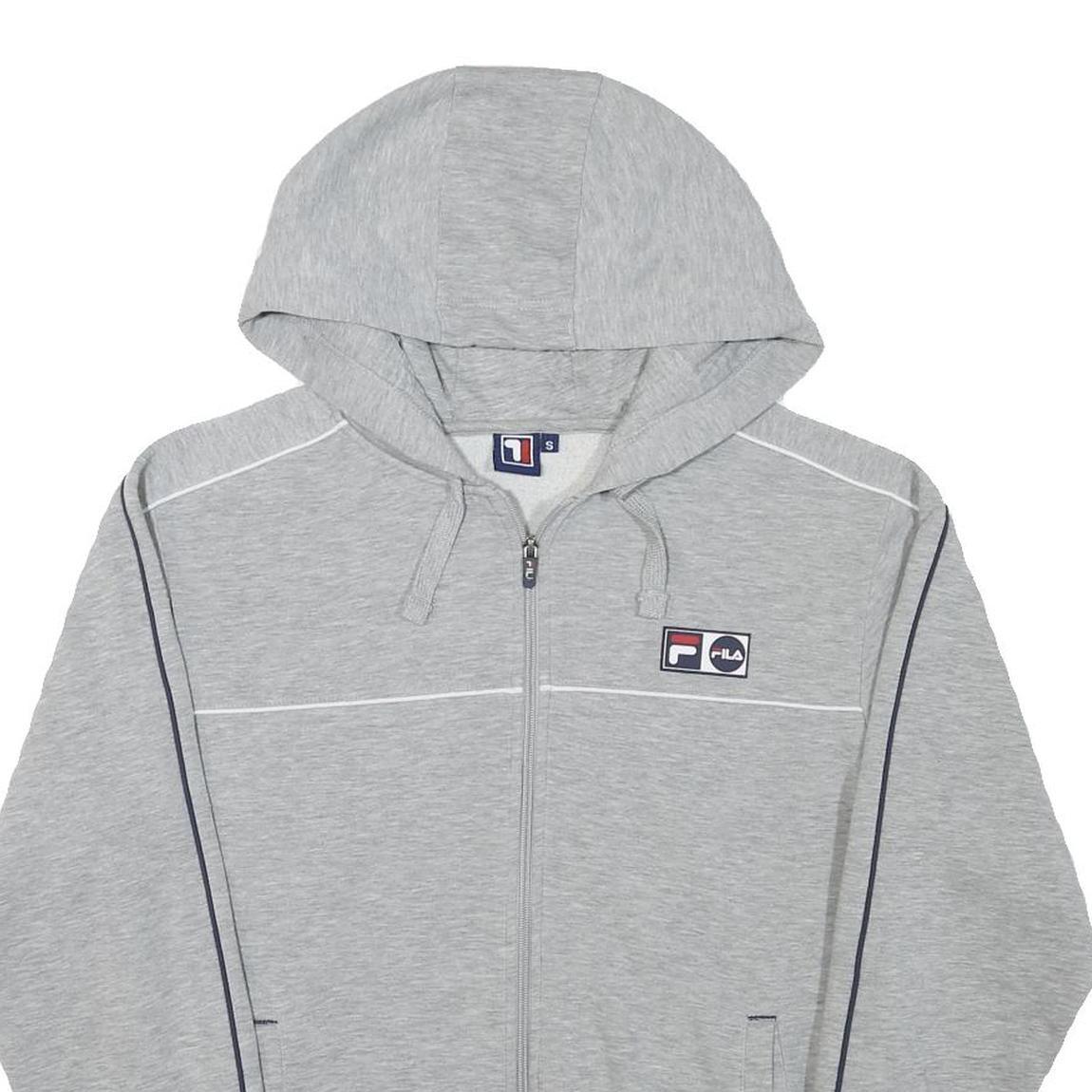 FILA Mens Grey Zip Up Hoodie S Cotton Blend Casual Sportswear Sweatshirt