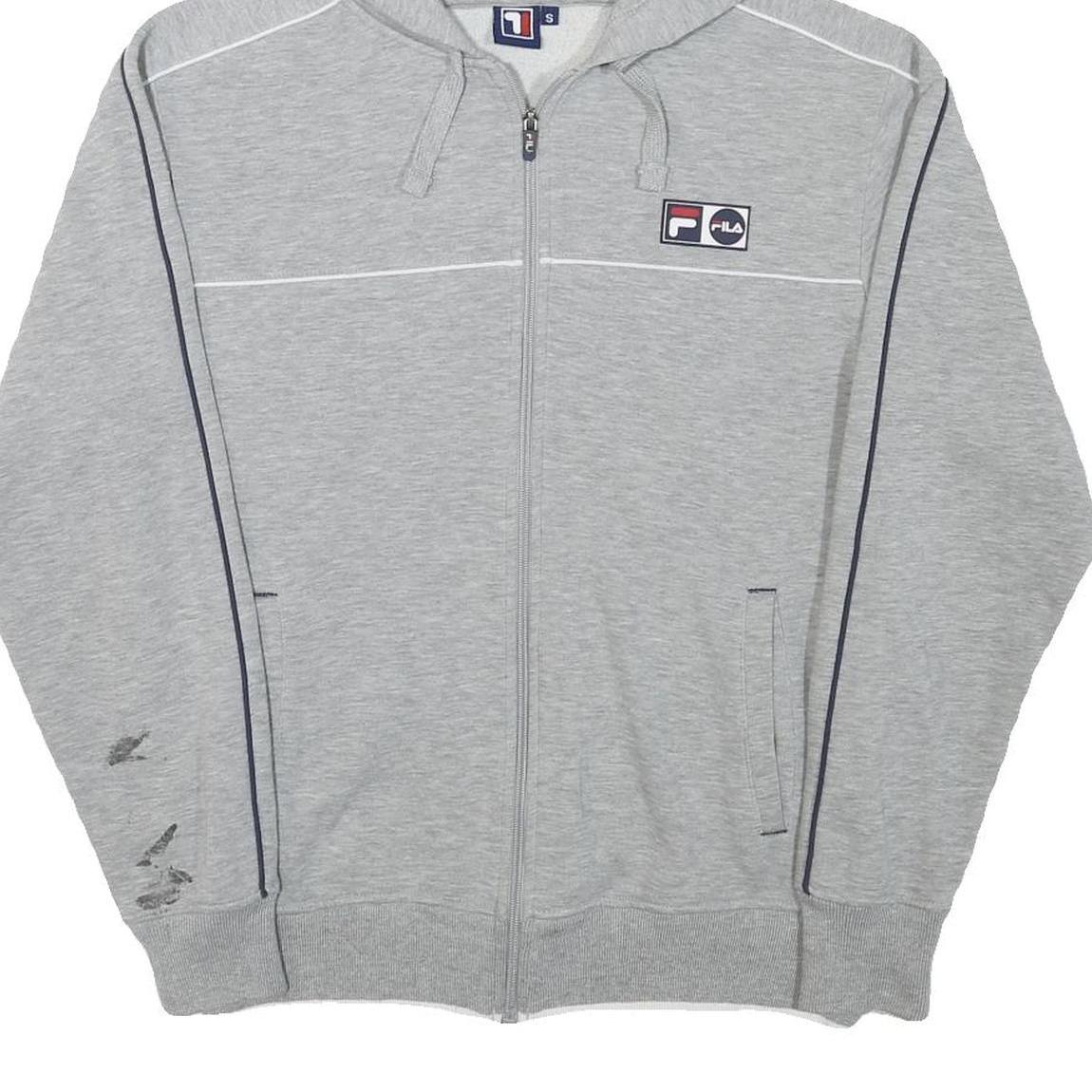 FILA Mens Grey Zip Up Hoodie S Cotton Blend Casual Sportswear Sweatshirt