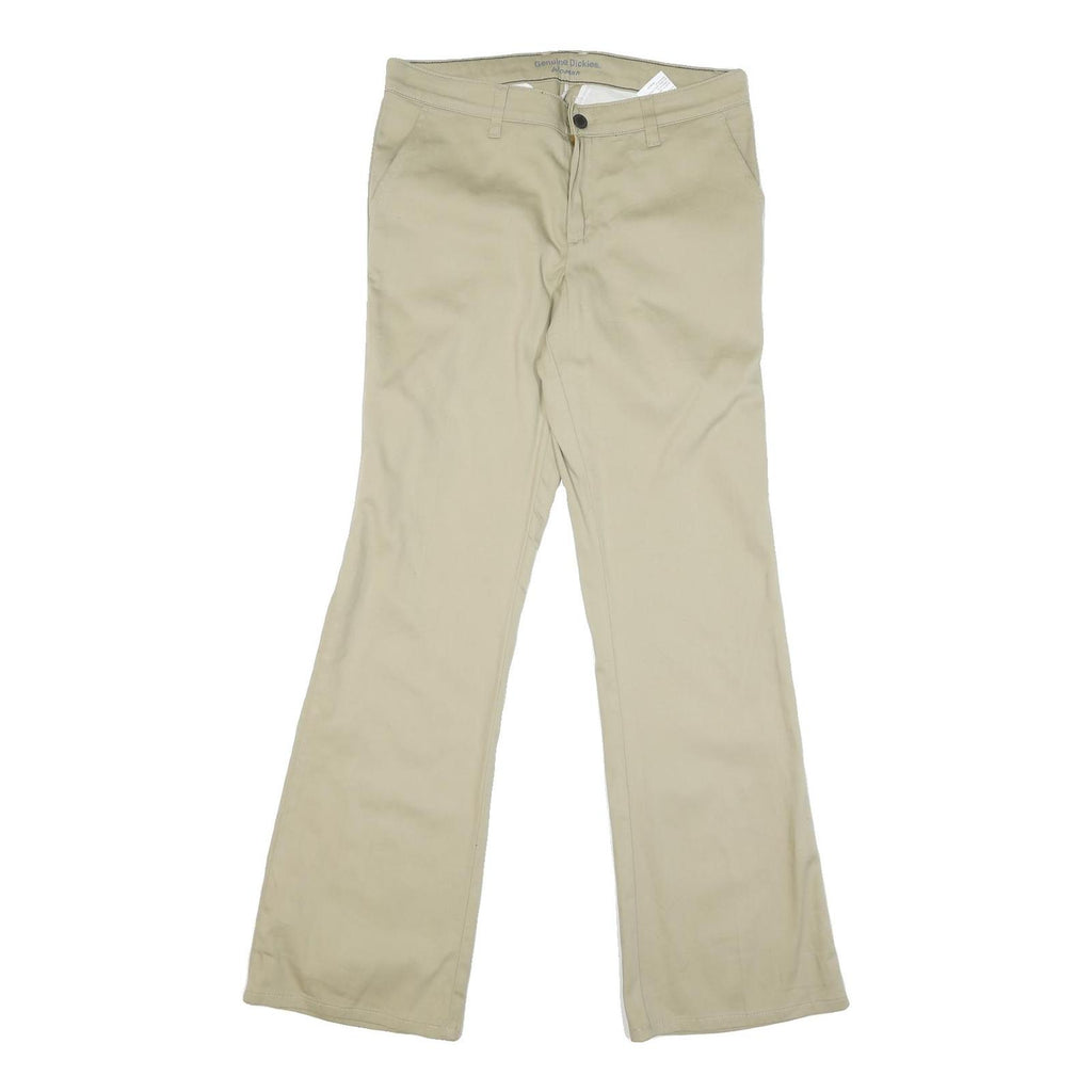 DICKIES Womens Regular Beige Cotton Blend Zip Trousers W32 L32 Classic Straight