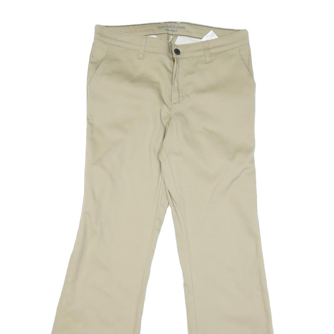 DICKIES Womens Regular Beige Cotton Blend Zip Trousers W32 L32 Classic Straight