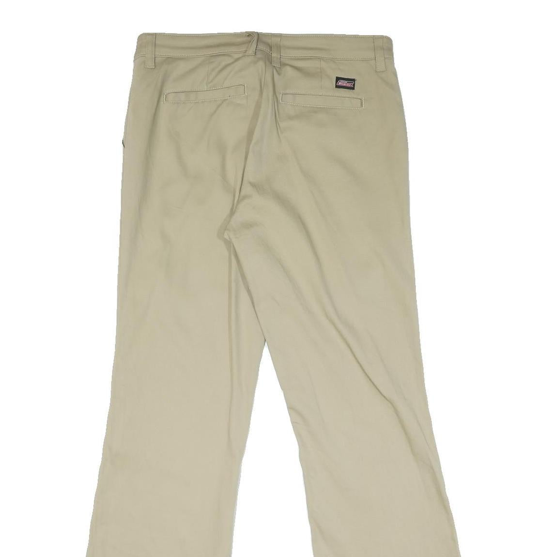 DICKIES Womens Regular Beige Cotton Blend Zip Trousers W32 L32 Classic Straight