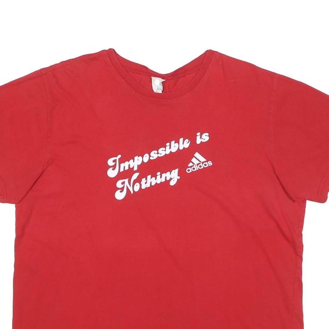 ADIDAS Mens Red Impossible Is Nothing Graphic T-Shirt XL Short Sleeve Crew Neck