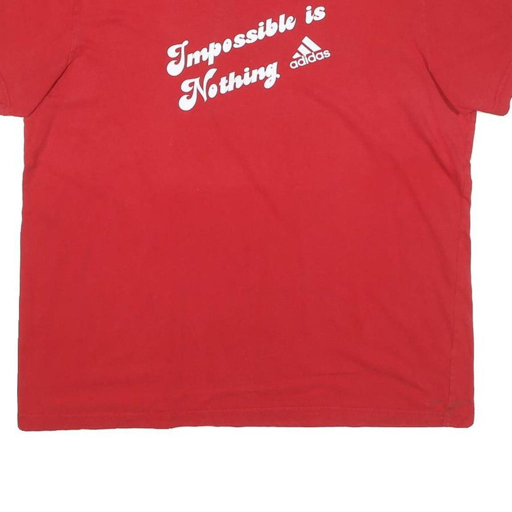 ADIDAS Mens Red Impossible Is Nothing Graphic T-Shirt XL Short Sleeve Crew Neck