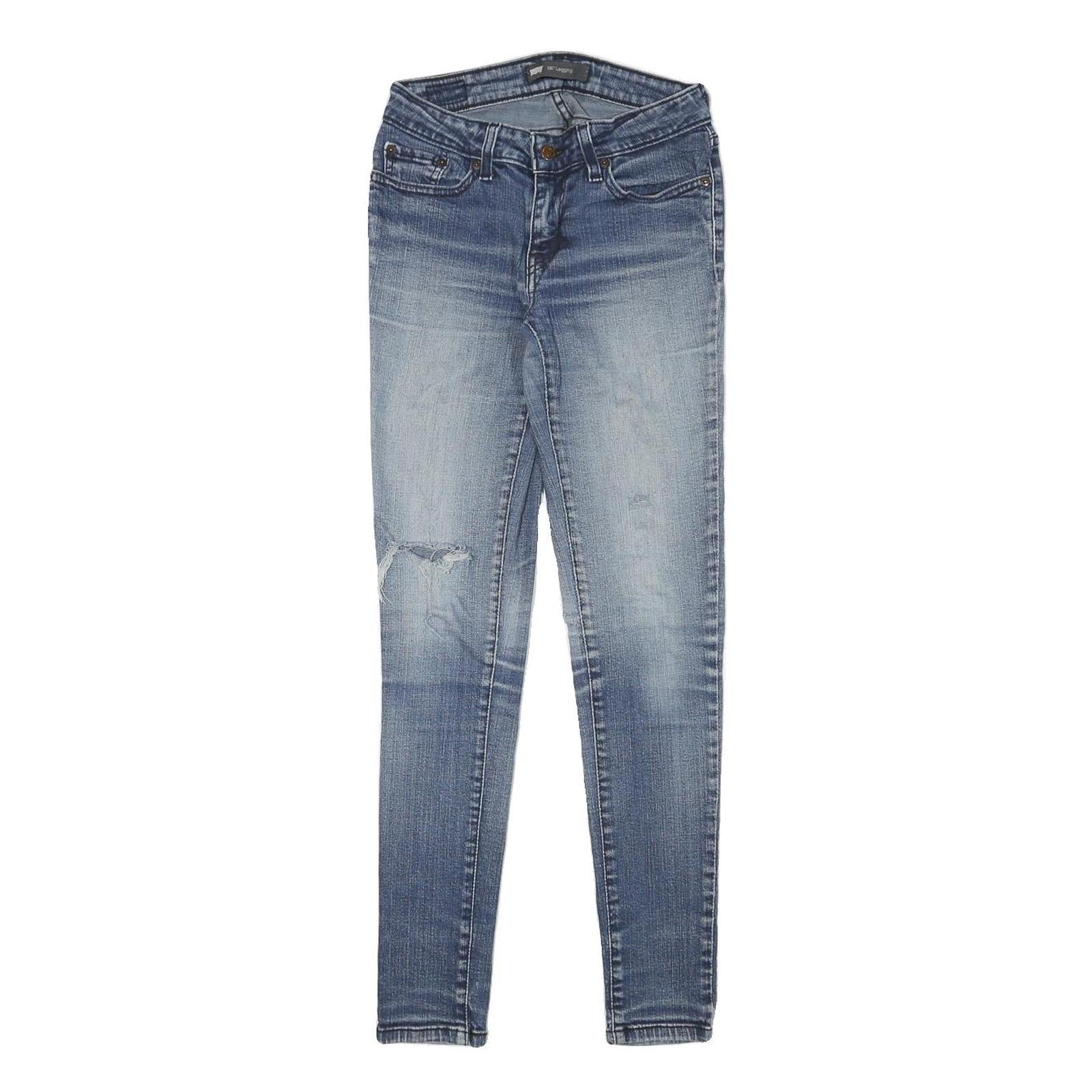 LEVI'S Womens Jeans Blue Slim Skinny Denim Medium W24 L29 Distressed Cotton