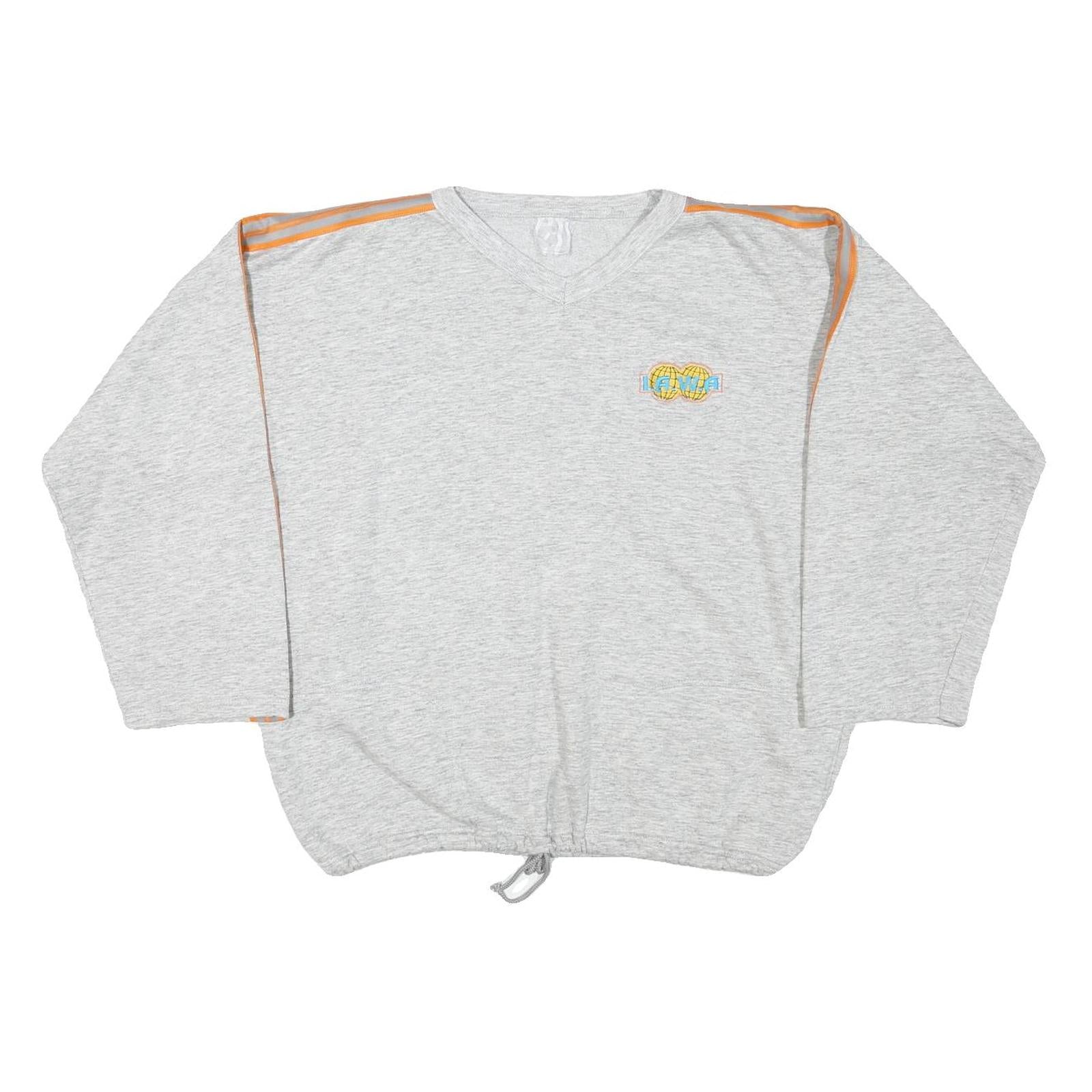 Mens Grey Sweatshirt I.A.W.A V-Neck L Casual Cotton Blend Pullover