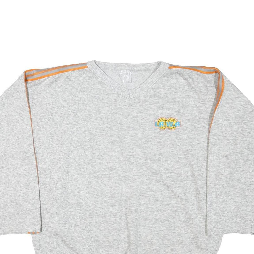 Mens Grey Sweatshirt I.A.W.A V-Neck L Casual Cotton Blend Pullover