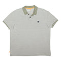 TIMBERLAND Mens Grey & Green Polo Shirt L Cotton Blend Casual Short Sleeve