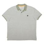 TIMBERLAND Mens Grey & Green Polo Shirt L Cotton Blend Casual Short Sleeve