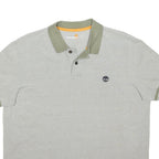 TIMBERLAND Mens Grey & Green Polo Shirt L Cotton Blend Casual Short Sleeve