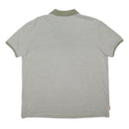 TIMBERLAND Mens Grey & Green Polo Shirt L Cotton Blend Casual Short Sleeve